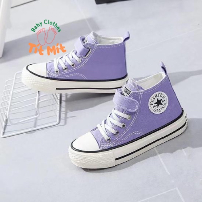 Giày thể thao bé gái bé trai cổ cao kiểu Converse đi học đi chơi cho bé 3-10 tuổi TM879