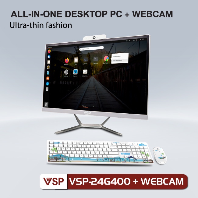 Máy tính All in one VSP-24G400 màn 24 inch Full HD Siêu mỏng Full viền có Web Cam - Máy New Box