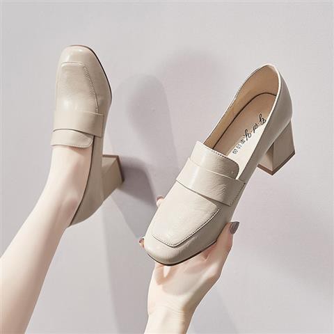 Giày cao gót bằng da gót vuông kiểu dáng thời trang cho nữ 2020