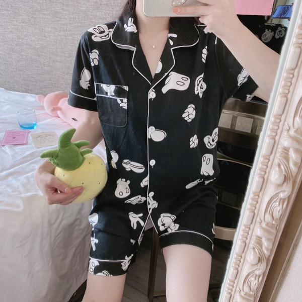 Bộ Đồ Ngủ Pijama Ngắn Tay Họa Tiết Ngựa Vằn Dễ Thương Cho Nữ