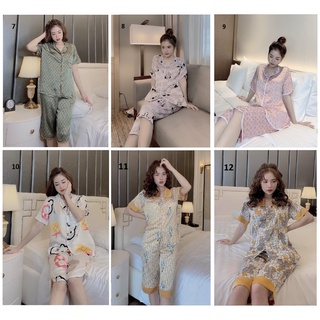 [40-62kg] Đồ Bộ Lụa  Satin - QUẦN LỬNG/NGỐ Tay Ngắn  (P1)