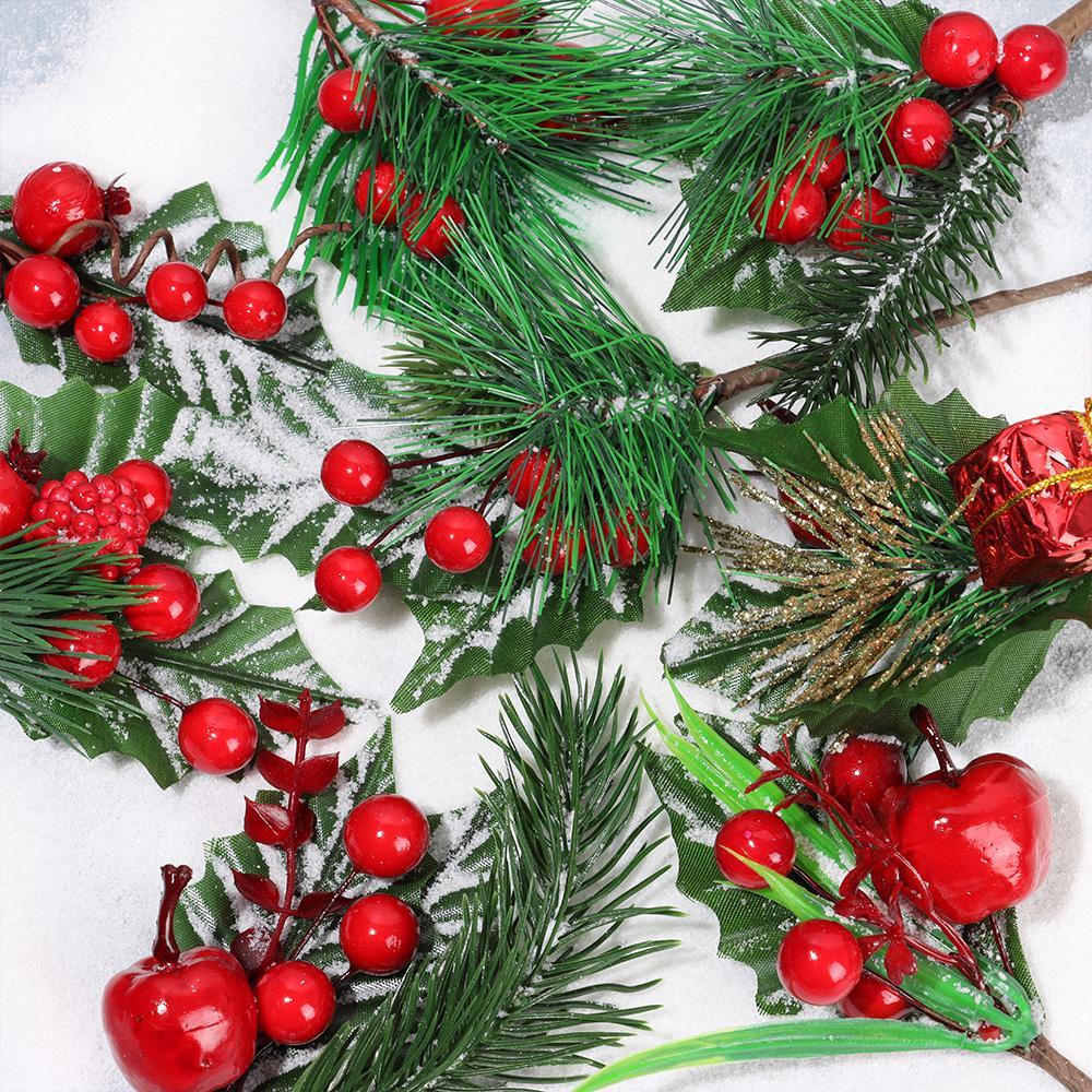 Nhánh Quả Thông Đỏ Nhân Tạo Dùng Gói Quà Giáng Sinh