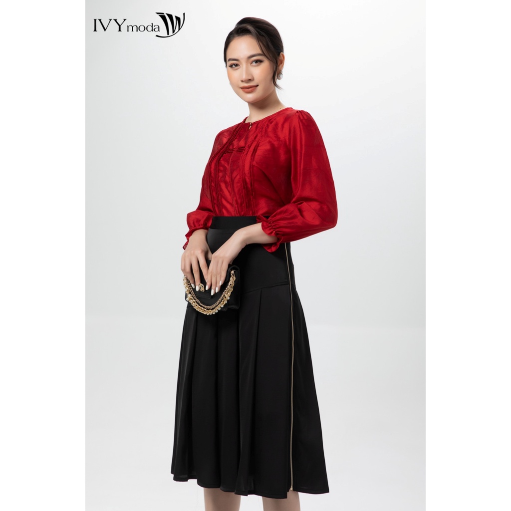 Chân váy trơn xếp ly IVY moda MS 31B9137