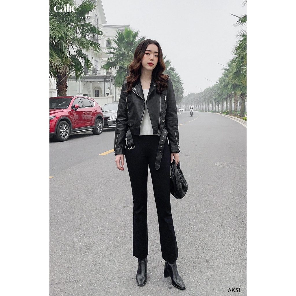 Áo da kèm đai cao cấp thời trang thiết kế nữ Calie House AK51