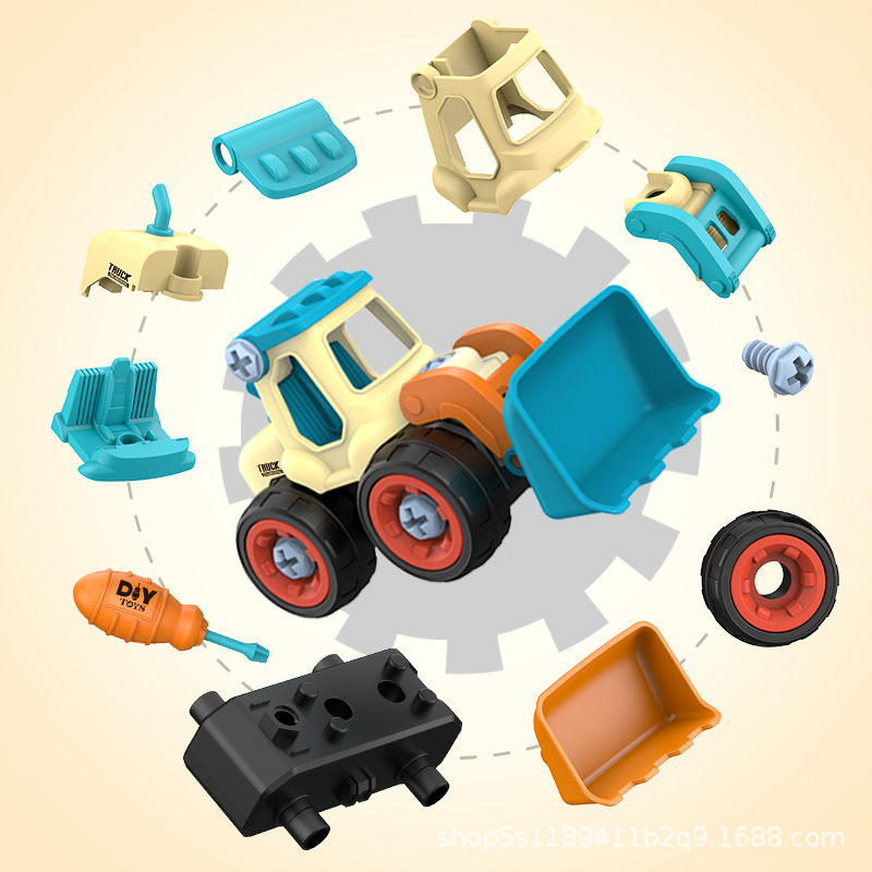 Xe kỹ thuật tháo rời của trẻ em Tự làm máy xúc ủi đồ chơi ô tô có thể tháo rời câu đố kết hợp vít