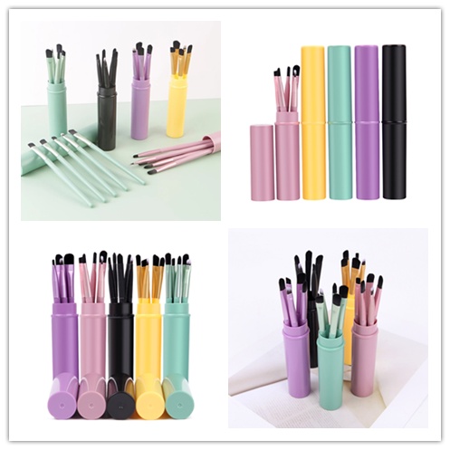 Bộ 5 Cọ Trang Điểm Phấn Mắt/Kẻ Mắt/Che Khuyết Điểm 15cm Nhỏ Gọn Kèm Hộp Cho Người Mới Bắt Đầu Qipin