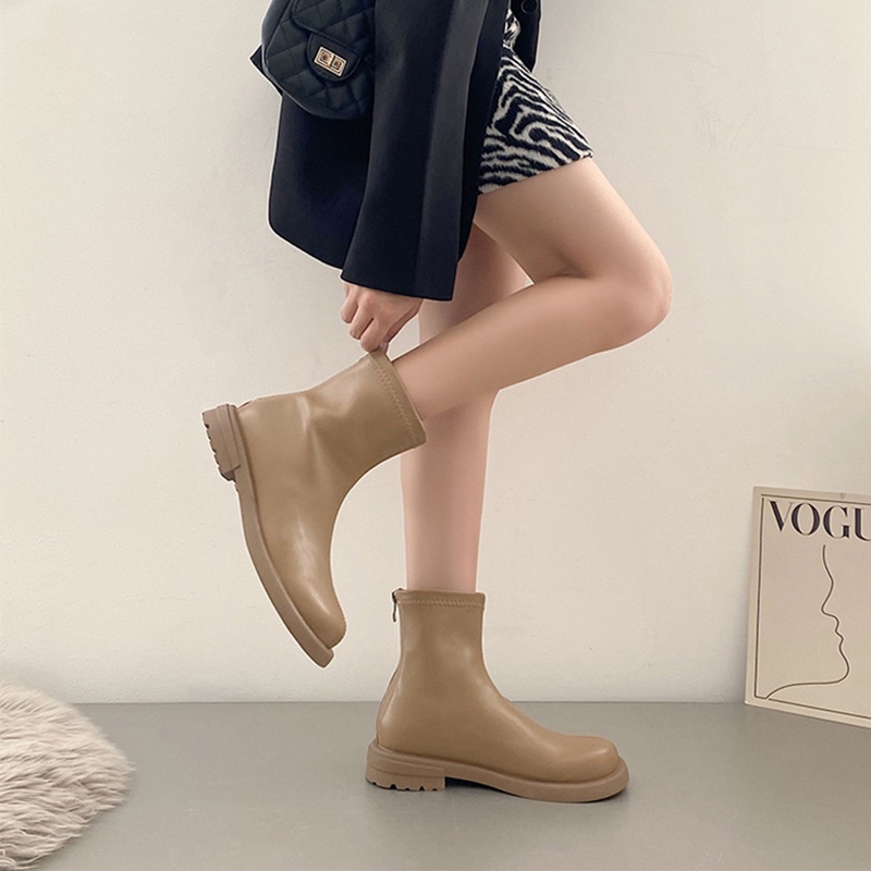 Giày Bốt martin Có Khóa Kéo Sau Phong Cách retro Thời Trang Cho Nữ