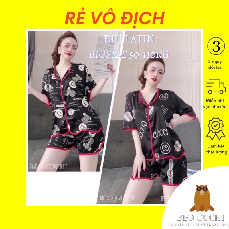 Đùi Pijama Bigsize Lụa Latin cao cấp cánh dơi - Đồ bộ nữ đồ ngủ mặc nhà xinh 50-110kg