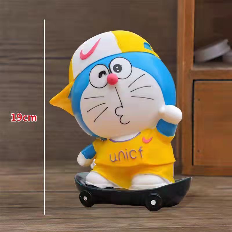 Ống Heo Tiết Kiệm Bằng Vinyl Chống Sốc Hình Doraemon Màu Trắng Sáng Tạo DIY
