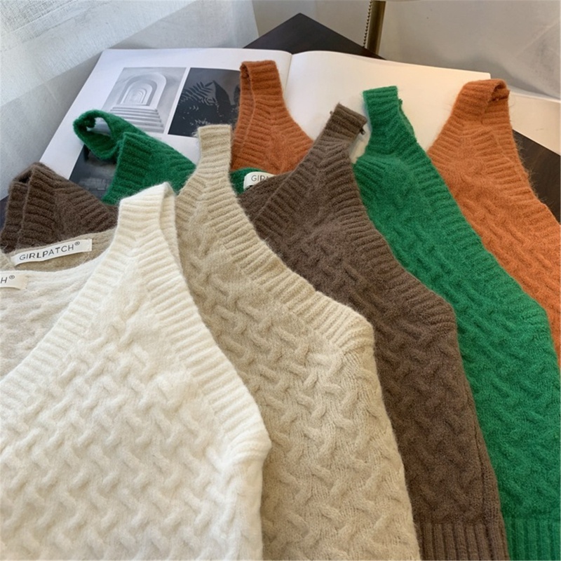 Áo Khoác Cardigan Dệt Kim Cổ Chữ V Không Tay Phối Nút Thời Trang Dành Cho Nữ