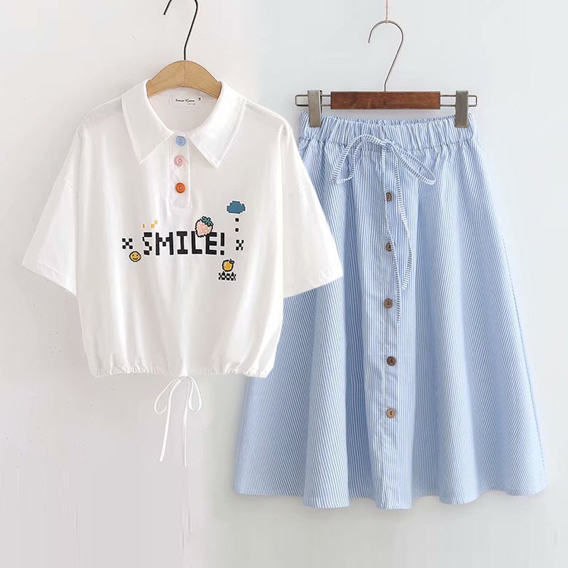 Bộ Áo + Chân Váy Thời Trang Mùa Hè Phong Cách Phương Tây Hàn Quốc Hàng Mới Dành Cho Bé Gái 2022