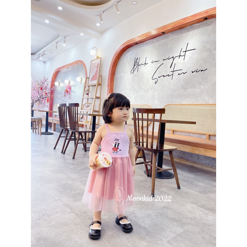 Váy hai dây mùa hè yêu xinh cho bé gái, đầm ren xoè công chúa cho bé