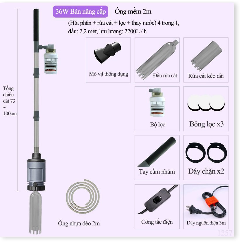 【4 IN 1】Máy thay nước rửa cát bằng điện【Hút phân, rửa cát, bơm nước, thêm nước, một máy đa năng】 - cao cấp