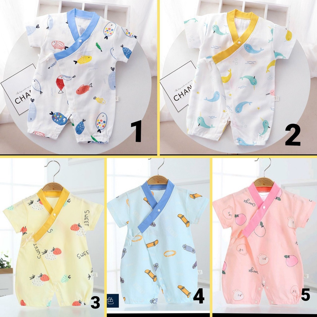 Bộ body ngắn tay bodysuit, Bộ body cộc chất cotton cho bé trai bé gái sơ sinh mẫu dây buộc Kiến Baby Store