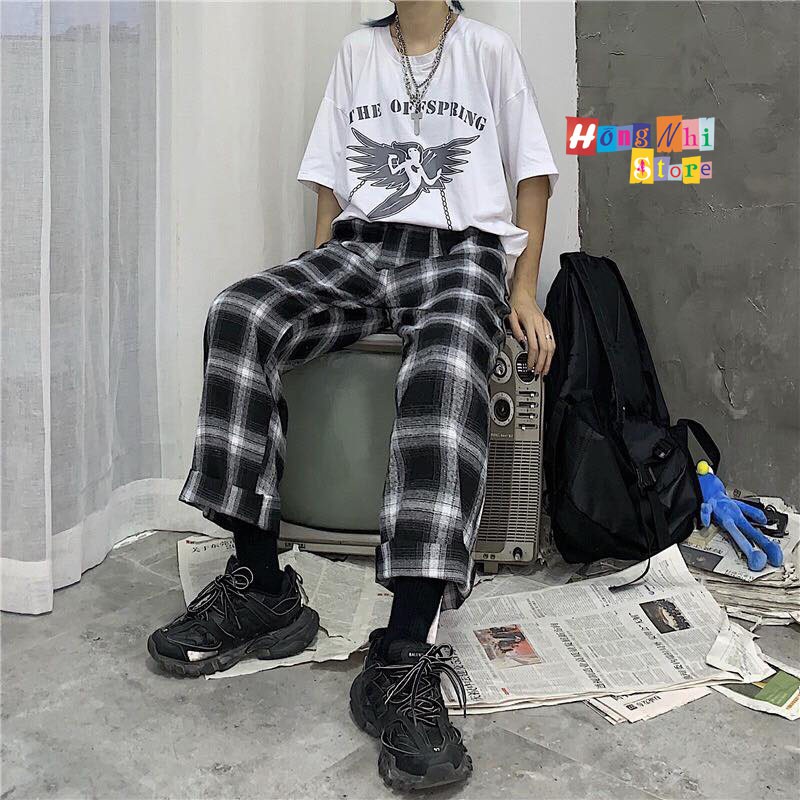 QUẦN SỌC CARO UNISEX QUẦN BAGGY CARO LƯNG THUN PLAID PANTS CAO CẤP - MM