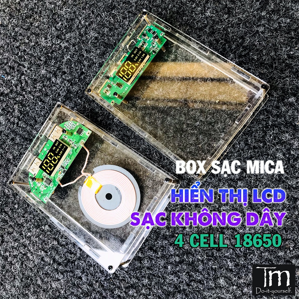 Box Sạc Dự Phòng Mica Trong Suốt 4 Cell
