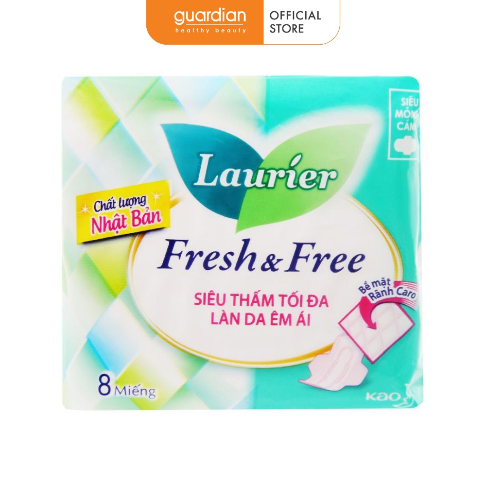 Băng vệ sinh Laurier Fresh&Free Siêu Mỏng Cánh 08 miếng 22cm