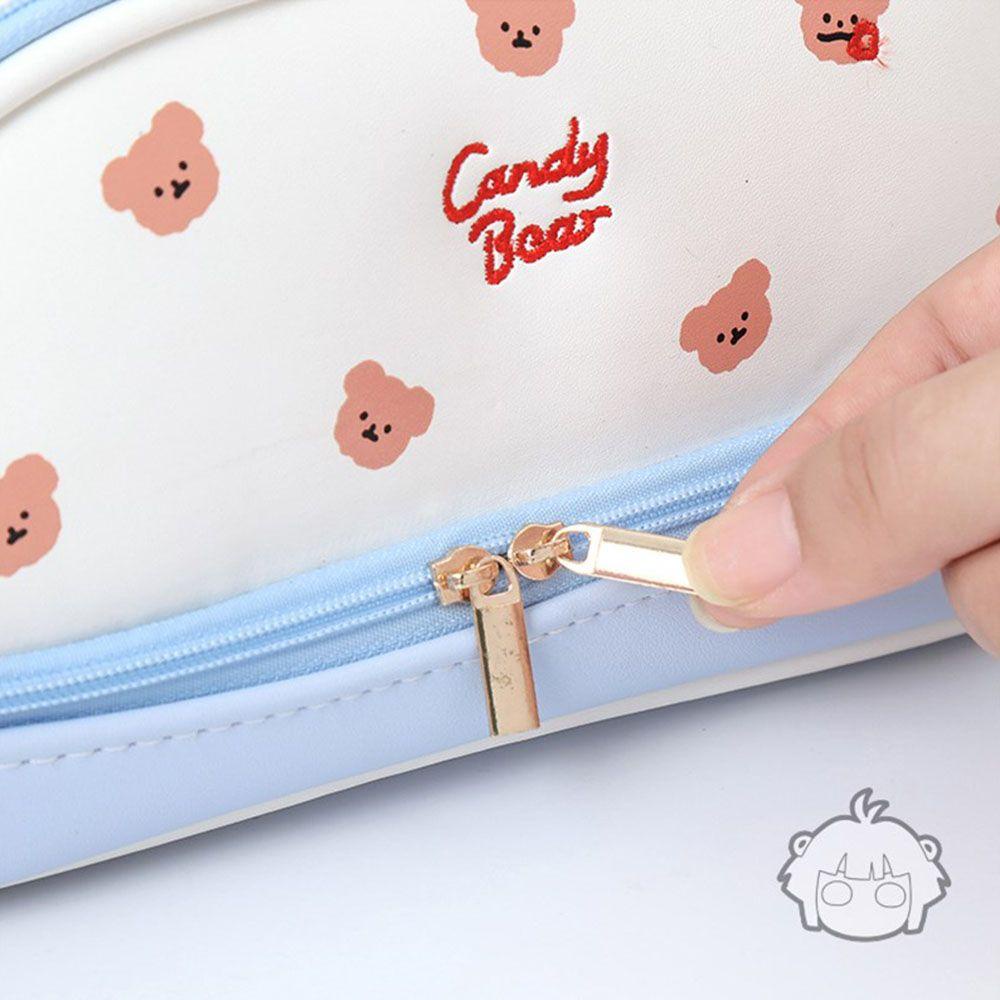 Túi Đựng Bút Bằng Vải Canvas Hai Ngăn Có Khóa Kéo Hình Dạng Dễ Thương