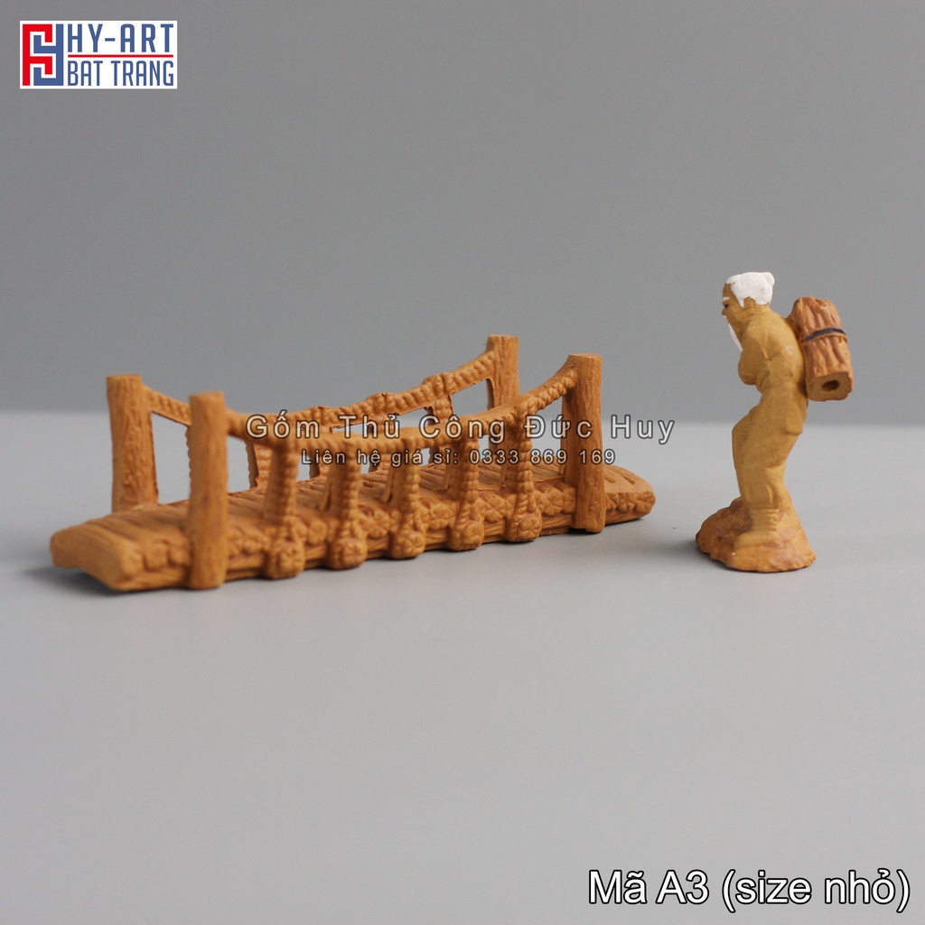 Tiểu cảnh hồ cá, trang trí bể cá cảnh, mô hình gốm cây cầu dây mini trang trí hòn non bộ chậu cây bonsai
