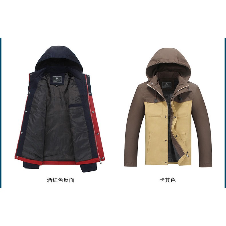 ÁO KHOÁC KAKI NAM 2 LỚP CÓ NÓN CAO CẤP AKK15-KEM ĐẤT