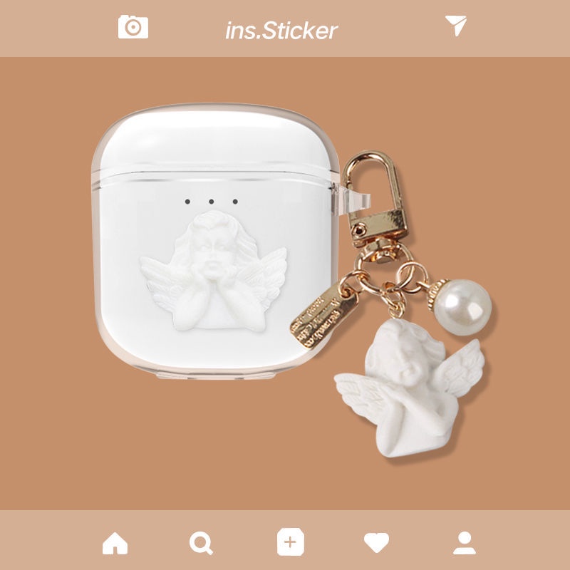 Vỏ Bảo Vệ Hộp Sạc Tai Nghe Havit I97 Mềm Đính Nơ Và Ngọc Trai