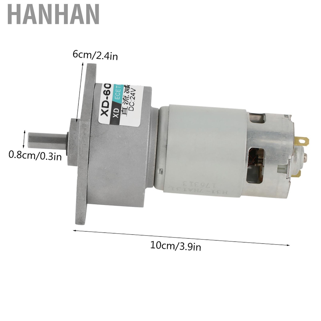 HANHAN DC12V/24V 35W Micro DC Metal Gear Motor Speed Adjustable CW/CCW