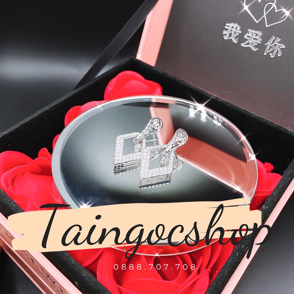 Bông (Khuyên) Tai Bạc Ý S925 xi kim đính Xoàn Mỹ cao cấp, sang chảnh - 𝓗𝓪̀𝓷𝓰 𝓣𝓱𝓲𝓮̂́𝓽 𝓚𝓮̂́