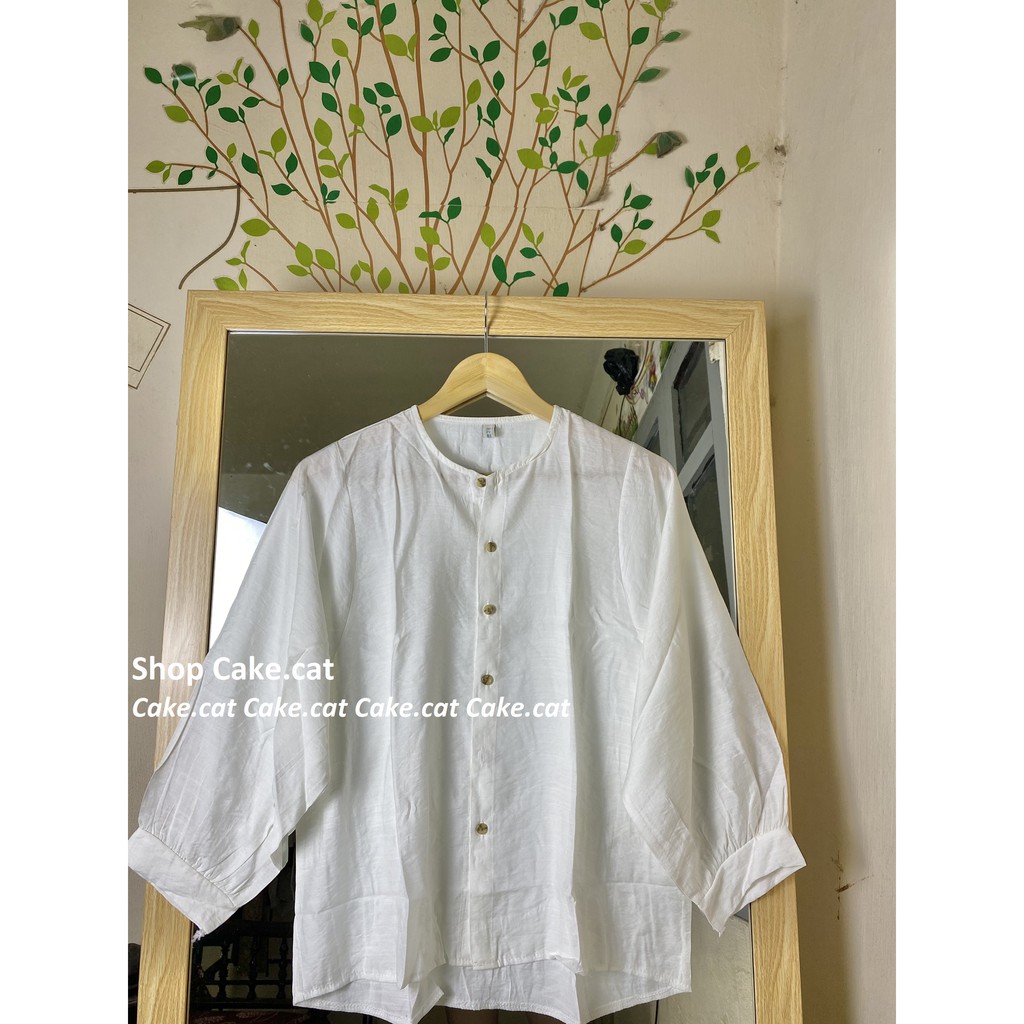 [Có sẵn - Ảnh thật] ÁO SƠ MI ĐŨI TAY BỒNG CỔ TRÒN BUNG CÚC PHONG CÁCH HÀN QUỐC Áo sơ mi học sinh ulzzang