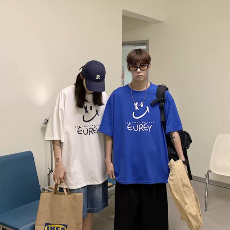 Áo thun tay lỡ unisex Mặt cười EUREY