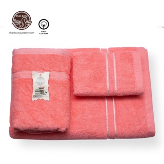Combo khăn tắm-gội-mặt màu hồng
