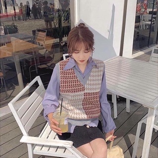 Áo gile len kẻ ziczac