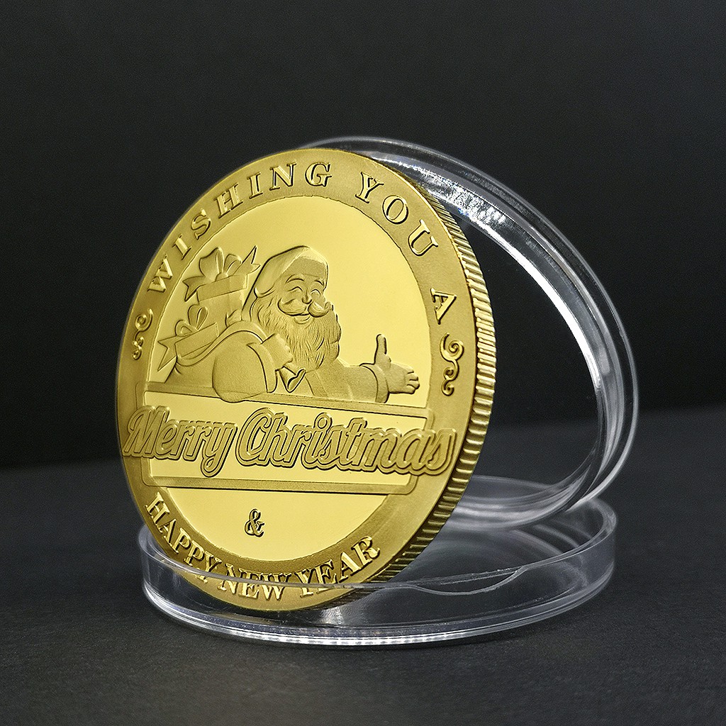 Đồng tiền vàng bạc hình chữ Giáng Sinh/ năm mới dùng làm quà tặng cho bé