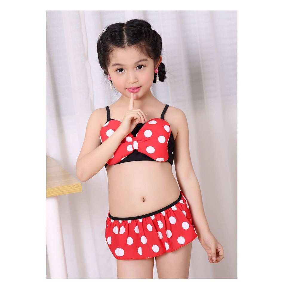 Bộ Đồ Bơi Bikini In Hình Chuột Minnie Cho Bé Gái 0-5 Tuổi