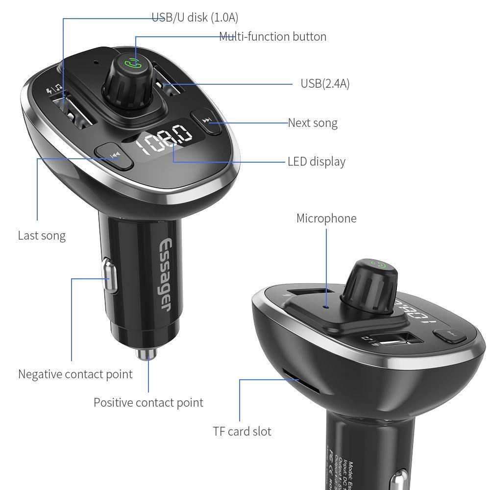 Củ Sạc Xe Hơi GLENES Tích Hợp Đài FM Cổng USB Chất Lượng Cao