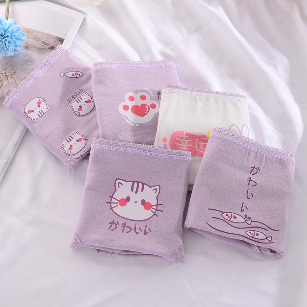 Quần Lót Cotton Không Đường May Họa Tiết Chân Mèo Dễ Thương