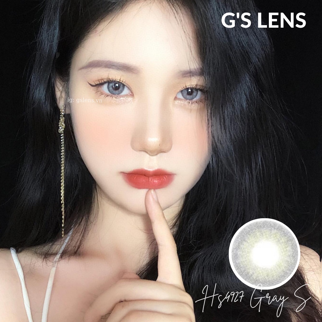 Lens Mắt Kính Áp Tròng Xám Tây Giãn Nhẹ Size S 14.2mm Có 0 Đến 6 Độ Cận Hs4927 Gray