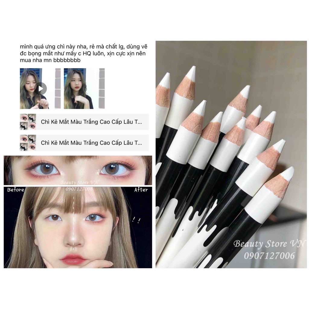 [FREESHIP💋] Bút Chì Kẻ Mắt Màu Trắng Cao Cấp White Eyeliner Pencil