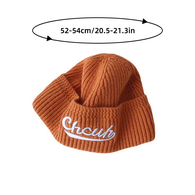 Mũ Beanie Dệt Kim Mềm Mại Thêu Chữ Đơn Giản Giữ Ấm Tai Chống Gió Mùa Thu Đông Cho Bé Trai Và Gái