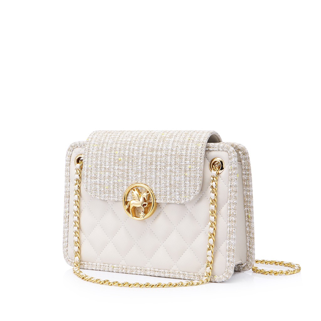 Túi XácH JS Viền Tweed Vân Hình Thoi