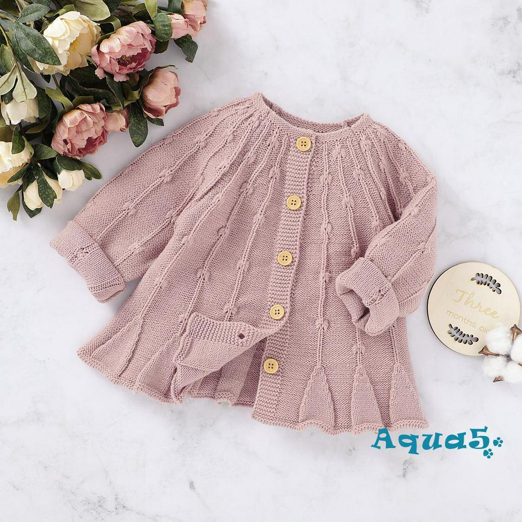 Áo Cardigan Dệt Kim Màu Trơn Dành Cho Bé Gái
