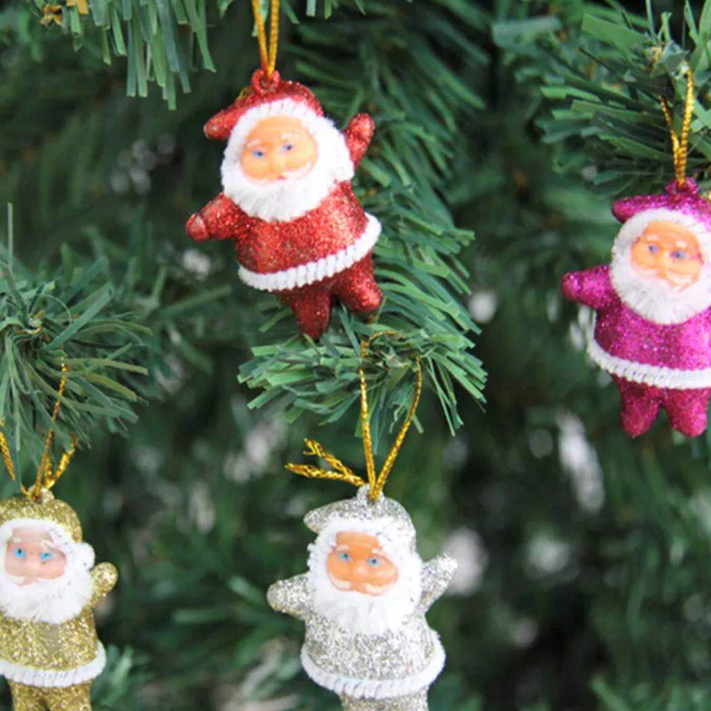 Bộ 6 phụ kiện hình ông già noel trang trí cây thông giáng sinh độc đáo