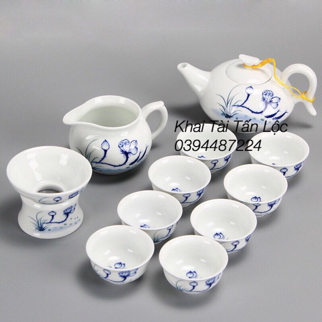 Bộ ấm trà hoa sen xanh