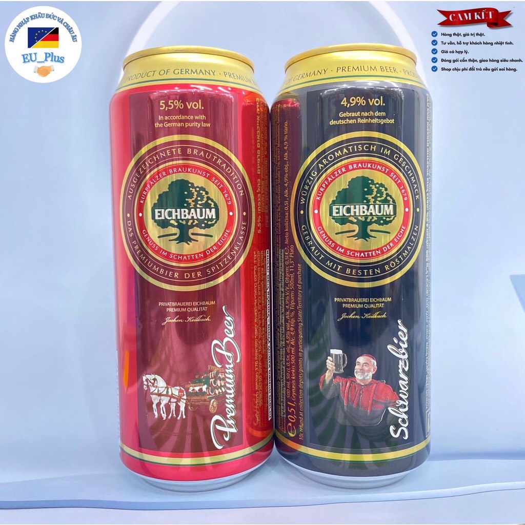 Bia Eichbaum Schwarzbier có hương vị đặc trưng, êm dịu 4.8%-4.9%-5.5%