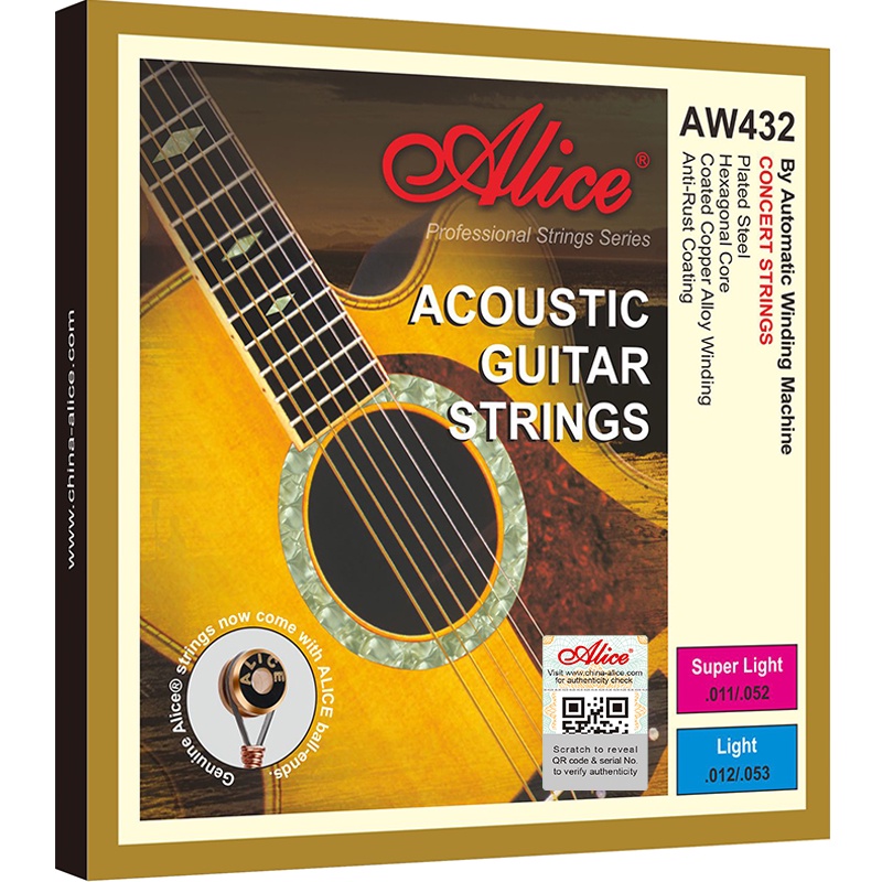 Dây đàn Alice AW432 Acoustic Guitar String Set - Hàng chính hãng