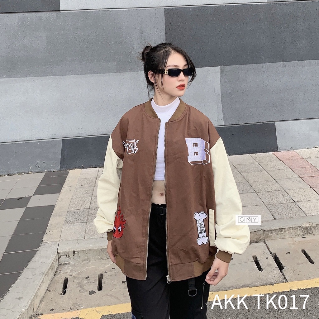 Áo khoác kaki Bomber BadHabils GINNY TK-017 nam nữ unisex | Form rộng | HotTrend | Thời trang xu hướng | GINNY.VN