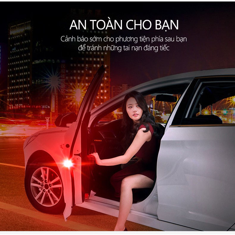 BỘ 4 đèn LED cảnh báo an toàn khi mở cửa xe ô tô, xe hơi