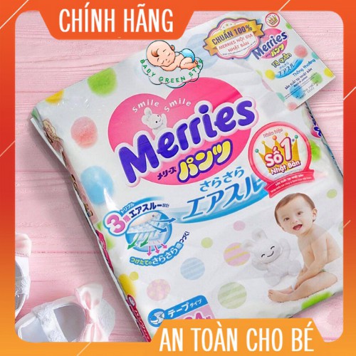 Tã bỉm MERRIES cho bé nhập khẩu Nhật Bản SS90/S82/M64/L54/XL44/M58/L44/XL38/XXL26