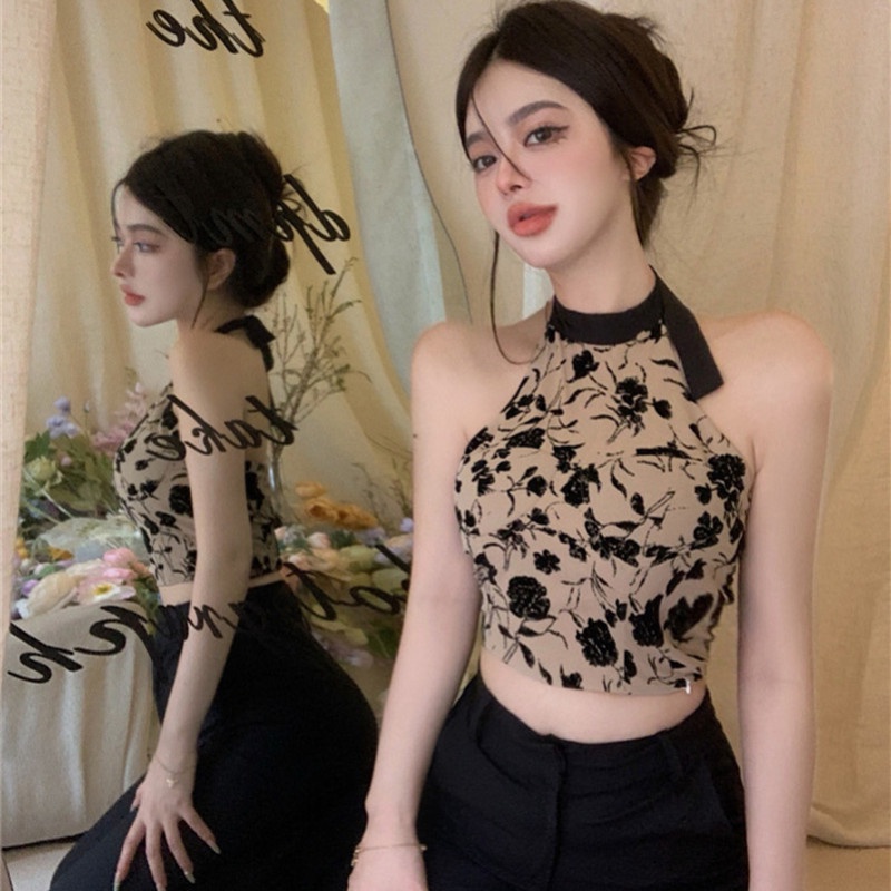 Áo Cổ Yếm Không Tay Thời Trang Mùa Hè Quyến Rũ Cho Nữ