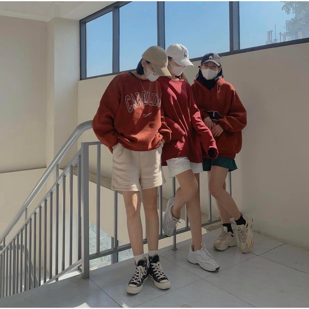 [Có Video + Ảnh Thật] Áo Sweater Nữ Nỉ Đỏ Carolina Trendy Cá Tính Năng Động - Chuu House - CH0206