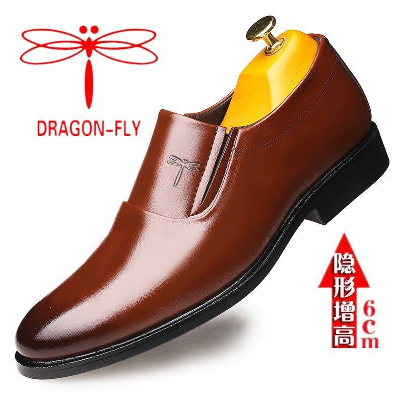 [Da bò lớp thứ hai] Giày công sở chính hãng hiệu Dragonfly, da nam tăng chiều cao bên trong, cưới